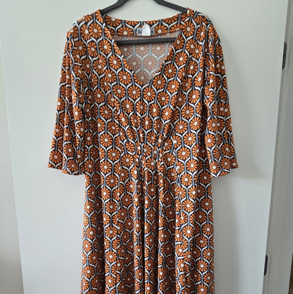 2x Geometric Orange and Black Dress